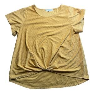Rose+Olive Mustard Knotted-Front Top - Size 1X **